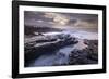 Sunrise over the dramatic rocky coastline of Porthcawl in winter, South Wales-Adam Burton-Framed Photographic Print