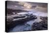 Sunrise over the dramatic rocky coastline of Porthcawl in winter, South Wales-Adam Burton-Stretched Canvas