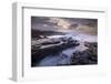 Sunrise over the dramatic rocky coastline of Porthcawl in winter, South Wales-Adam Burton-Framed Photographic Print