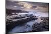 Sunrise over the dramatic rocky coastline of Porthcawl in winter, South Wales-Adam Burton-Mounted Photographic Print