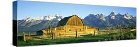 Sunrise over the Moulton Barn Along Mormon Row, Teton Range, Mormon Row Historic District-null-Stretched Canvas