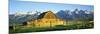 Sunrise over the Moulton Barn Along Mormon Row, Teton Range, Mormon Row Historic District-null-Mounted Photographic Print