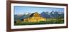 Sunrise over the Moulton Barn Along Mormon Row, Teton Range, Mormon Row Historic District-null-Framed Photographic Print