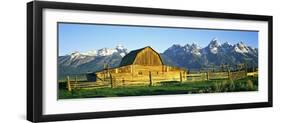 Sunrise over the Moulton Barn Along Mormon Row, Teton Range, Mormon Row Historic District-null-Framed Photographic Print