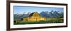 Sunrise over the Moulton Barn Along Mormon Row, Teton Range, Mormon Row Historic District-null-Framed Photographic Print