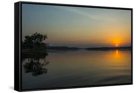 Sunrise over the Nile in the Murchison Falls National Park, Uganda, East Africa, Africa-Michael-Framed Stretched Canvas