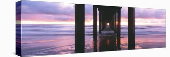 Sunrise over the Pacific Ocean seen from under Scripps Pier, La Jolla Shores Beach, La Jolla, Sa...-Panoramic Images-Stretched Canvas