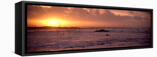 Sunrise over the Plouharnel Beach, Morbihan, Brittany, France-null-Framed Stretched Canvas