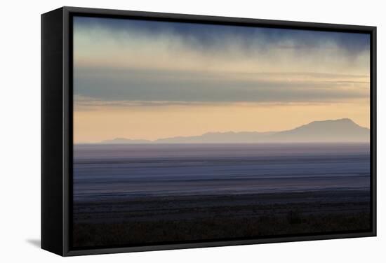 Sunrise over the Salar De Uyuni with Dramatic Clouds-Alex Saberi-Framed Stretched Canvas