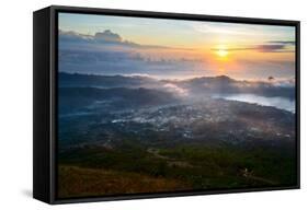 Sunrise over the Valley with Villages and Lake Situated in Caldera of Old Giant Volcano. Bali, Indo-Dudarev Mikhail-Framed Stretched Canvas