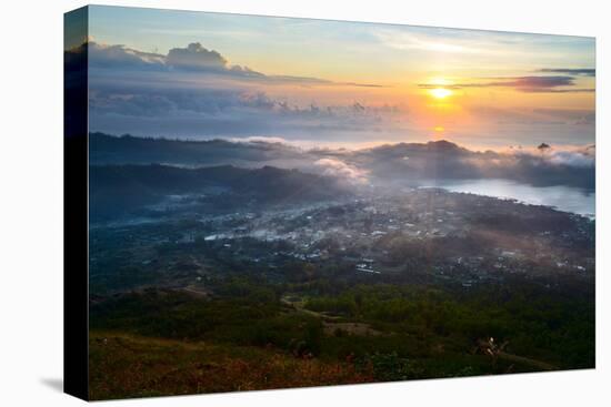 Sunrise over the Valley with Villages and Lake Situated in Caldera of Old Giant Volcano. Bali, Indo-Dudarev Mikhail-Stretched Canvas