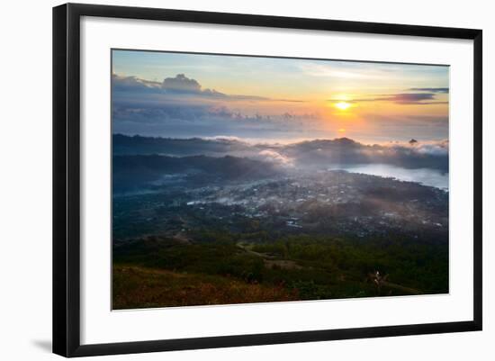 Sunrise over the Valley with Villages and Lake Situated in Caldera of Old Giant Volcano. Bali, Indo-Dudarev Mikhail-Framed Photographic Print