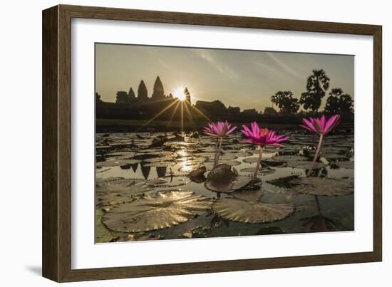 Sunrise over the West Entrance to Angkor Wat, Angkor, Siem Reap, Cambodia-Michael Nolan-Framed Photographic Print