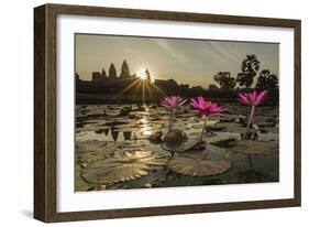 Sunrise over the West Entrance to Angkor Wat, Angkor, Siem Reap, Cambodia-Michael Nolan-Framed Photographic Print