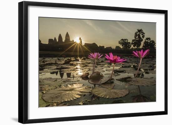 Sunrise over the West Entrance to Angkor Wat, Angkor, Siem Reap, Cambodia-Michael Nolan-Framed Photographic Print