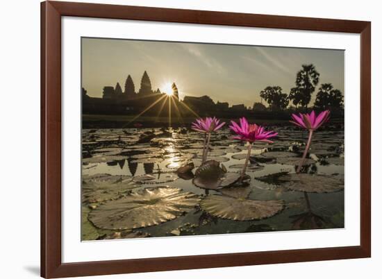 Sunrise over the West Entrance to Angkor Wat, Angkor, Siem Reap, Cambodia-Michael Nolan-Framed Photographic Print