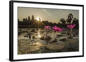 Sunrise over the West Entrance to Angkor Wat, Angkor, Siem Reap, Cambodia-Michael Nolan-Framed Photographic Print