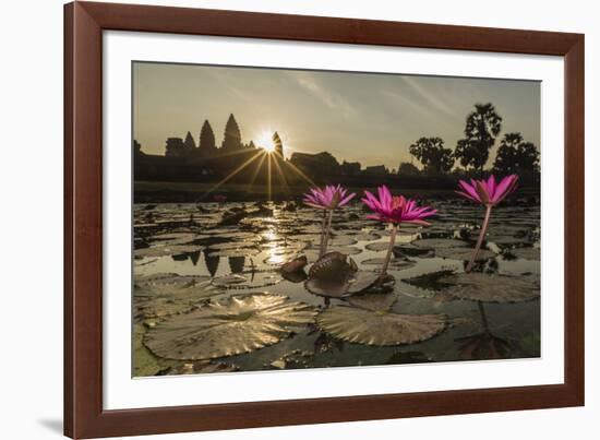 Sunrise over the West Entrance to Angkor Wat, Angkor, Siem Reap, Cambodia-Michael Nolan-Framed Photographic Print