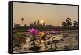 Sunrise over the West Entrance to Angkor Wat, Angkor, Siem Reap, Cambodia-Michael Nolan-Framed Stretched Canvas