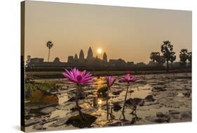 Sunrise over the West Entrance to Angkor Wat, Angkor, Siem Reap, Cambodia-Michael Nolan-Stretched Canvas