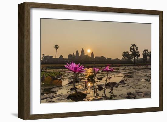 Sunrise over the West Entrance to Angkor Wat, Angkor, Siem Reap, Cambodia-Michael Nolan-Framed Photographic Print