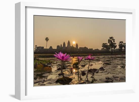 Sunrise over the West Entrance to Angkor Wat, Angkor, Siem Reap, Cambodia-Michael Nolan-Framed Photographic Print