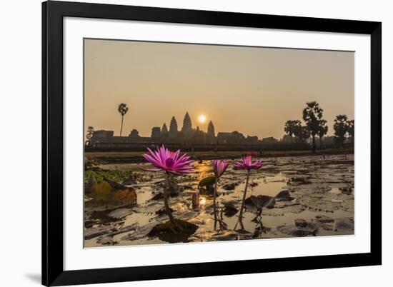 Sunrise over the West Entrance to Angkor Wat, Angkor, Siem Reap, Cambodia-Michael Nolan-Framed Photographic Print