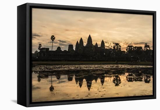 Sunrise over the West Entrance to Angkor Wat, Angkor, Siem Reap, Cambodia-Michael Nolan-Framed Stretched Canvas