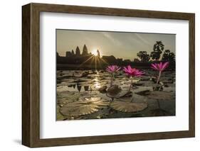 Sunrise over the West Entrance to Angkor Wat, Angkor, Siem Reap, Cambodia-Michael Nolan-Framed Photographic Print