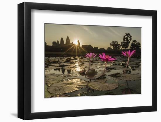 Sunrise over the West Entrance to Angkor Wat, Angkor, Siem Reap, Cambodia-Michael Nolan-Framed Photographic Print