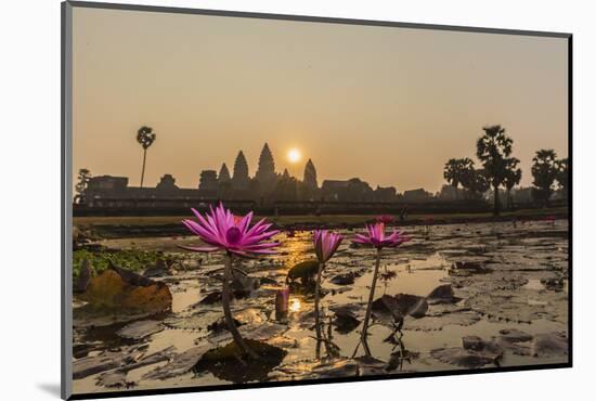 Sunrise over the West Entrance to Angkor Wat, Angkor, Siem Reap, Cambodia-Michael Nolan-Mounted Photographic Print