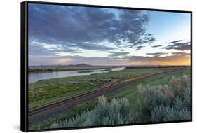 Sunrise over the Yellowstone River near Terry, Montana, USA-Chuck Haney-Framed Stretched Canvas