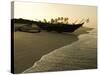 Sunrise over Traditional Fishing Boat and Beach, Benaulim, Goa, India, Asia-Stuart Black-Stretched Canvas