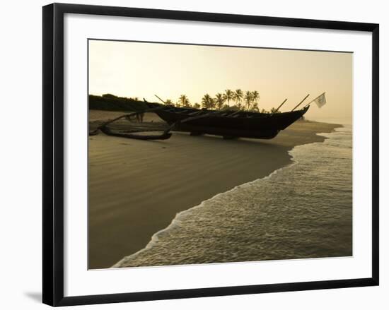 Sunrise over Traditional Fishing Boat and Beach, Benaulim, Goa, India, Asia-Stuart Black-Framed Photographic Print