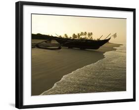 Sunrise over Traditional Fishing Boat and Beach, Benaulim, Goa, India, Asia-Stuart Black-Framed Photographic Print