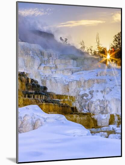 Sunrise over Travertine Terrace, Mammoth Falls. Yellowstone National Park. Wyoming.-Tom Norring-Mounted Photographic Print