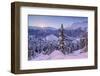 Sunrise over village and Lake of St. Moritz covered with snow, Engadine, Switzerland-Roberto Moiola-Framed Photographic Print