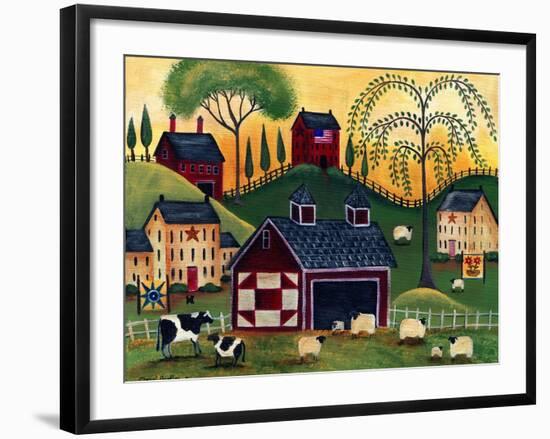 Sunrise Red Quilt Barn Cheryl Bartley-Cheryl Bartley-Framed Giclee Print