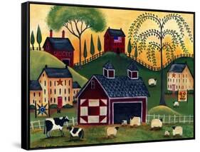 Sunrise Red Quilt Barn Cheryl Bartley-Cheryl Bartley-Framed Stretched Canvas