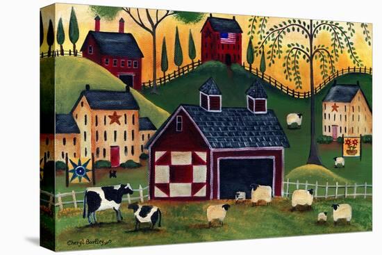 Sunrise Red Quilt Barn-Cheryl Bartley-Stretched Canvas