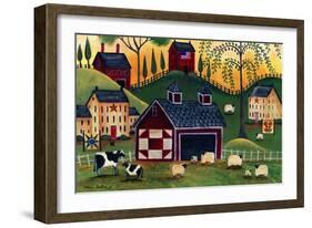 Sunrise Red Quilt Barn-Cheryl Bartley-Framed Giclee Print