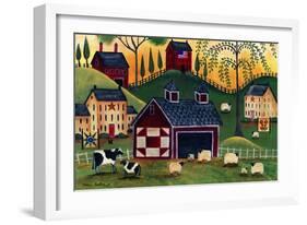 Sunrise Red Quilt Barn-Cheryl Bartley-Framed Giclee Print