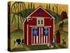 Sunrise Red White Blue Barn Lang-Cheryl Bartley-Stretched Canvas