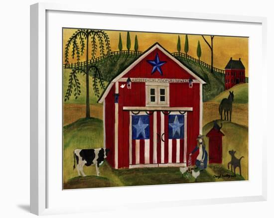 Sunrise Red White Blue Barn Lang-Cheryl Bartley-Framed Giclee Print