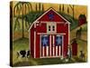 Sunrise Red White Blue Barn Lang-Cheryl Bartley-Stretched Canvas