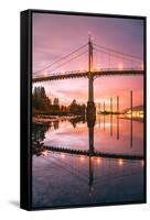 Sunrise Reflection at St. John's Bridge, Portland, Oregon PDX-Vincent James-Framed Stretched Canvas