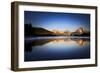 Sunrise Reflection Of Mt Moran Along Still Waters Of Oxbow Bend In Grand Teton NP, Wyoming-Jay Goodrich-Framed Photographic Print