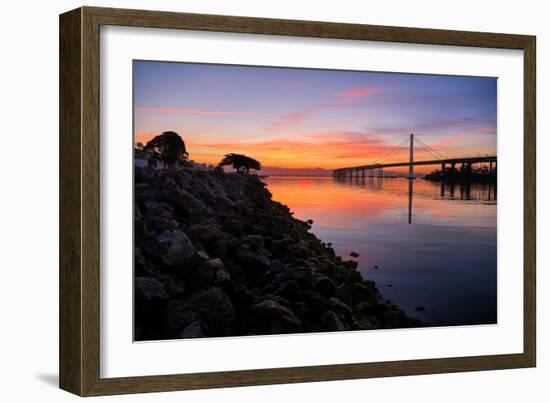 Sunrise Reflections, East Span of the Bay Bridge, San Francisco, California-Vincent James-Framed Photographic Print