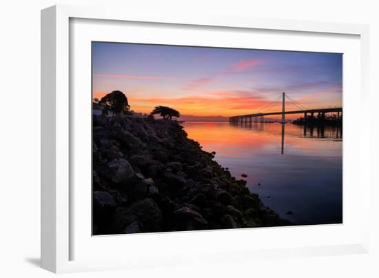 Sunrise Reflections, East Span of the Bay Bridge, San Francisco, California-Vincent James-Framed Photographic Print