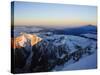 Sunrise, Shadow of Mont Blanc, Mont Blanc Range, Chamonix, French Alps, France, Europe-Christian Kober-Stretched Canvas